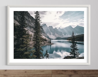 Lake Moraine Print: Banff Mountain Photography, Canada Wall Art