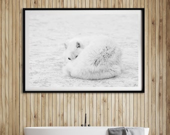 Wolf Photography Print - High Resolution Photography - Minimalist Home Décor - Winter Gift Wall Art - Snow Decoration - White Wall Hangings