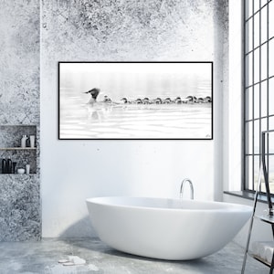 Duck Wall Art, Birds Photography, Bathroom Wall Decor, Fine Art Photography, Christmas Gift, Black And White Poster, Duck Wall Hanging