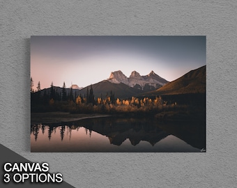 Three Sisters Mountain Canvas Print, Banff Photography Wall Art