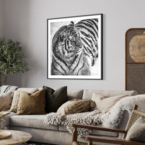 Wild Tiger Fine Art Photography Print, Tiger Wall Art, Wildlife Poster, Black And White Animal Art , Modern Decor, Boho Decor, Rustic Decor image 8