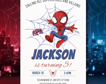 Spidey And His Amazing Friends Birthday Invitation Template - Editable Spiderman Party Invite - Printable Birthday Boy Invites Digital