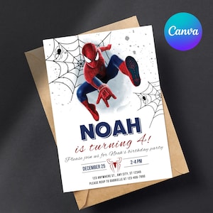 Spiderman Birthday Invitation Template Instant Download - Printable Spider-man Birthday Party Invite - Editable Boy Party Invite Card