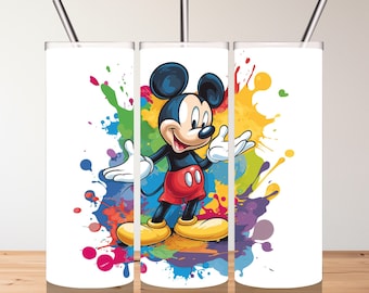 Mickey Mouse Tumbler Wrap PNG - Mickey Mouse Png Splash Tumbler 20 oz Wrap - Png Sublimatie Tumbler Digitaal Direct Downloaden