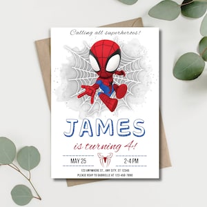 Modèle d’invitation d’anniversaire Spiderman Téléchargement instantané - Invitation imprimable à une fête d’anniversaire Spidey - Carte d’invitation à une fête de garçon modifiable