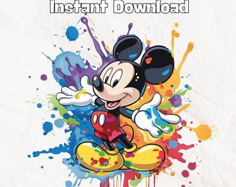Mickey Mouse Png Splash Instant Download - Mickey Mouse Sublimation Designs Splash - Design High Resolution - Digital PNG