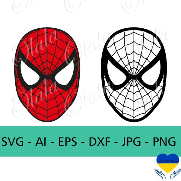 Spiderman Face svg Digital Instant Download, Spiderman svg Layered Cut File, Avenger Superhero Cricut svg dxf png jpg eps ai Illustration