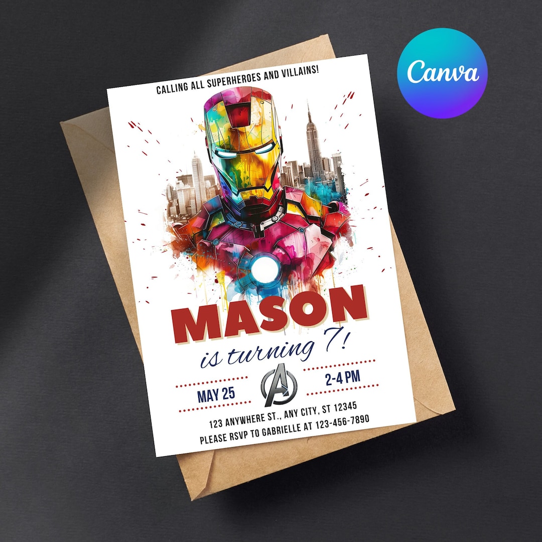 Editable Iron Man Birthday Invitation Template - Printable Ironman ...