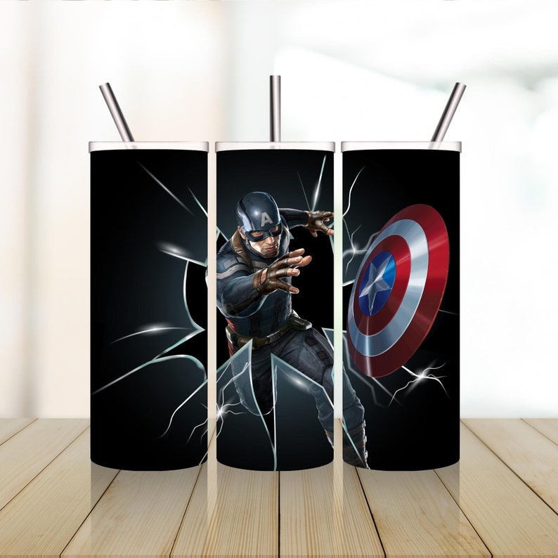Captain America Tumbler Wrap Instant Download - Superhero Tumbler 20 oz Skinny - Captain America Png Digital - Sublimation Tumbler Design