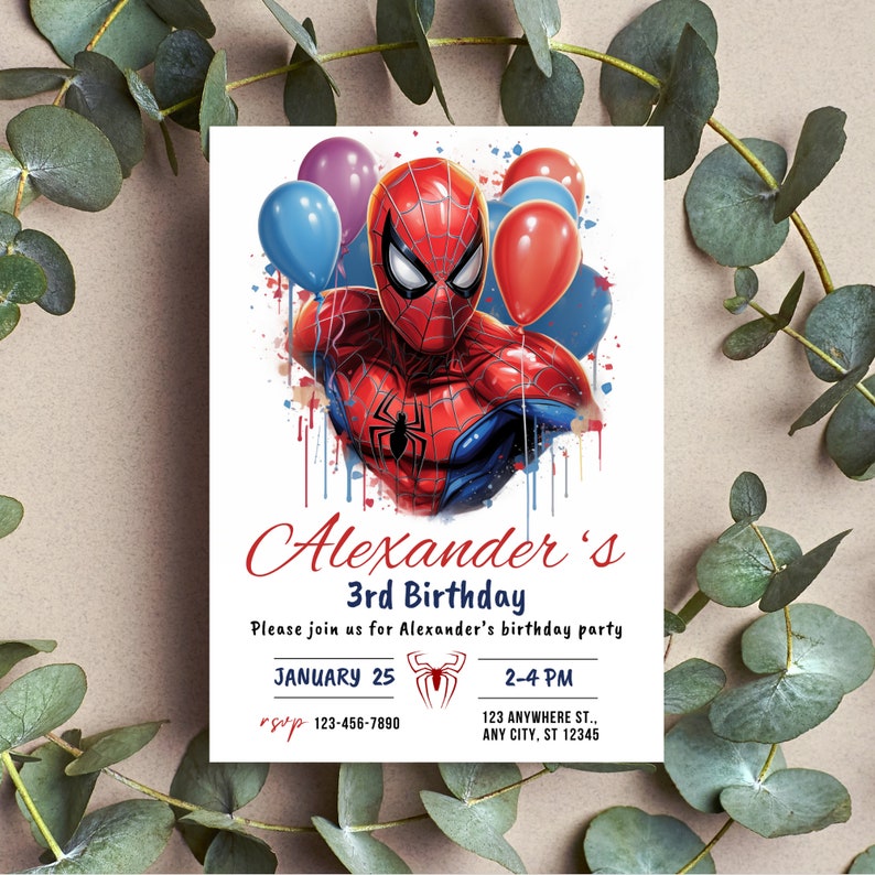 Editable Spiderman Birthday Invitation Template Instant Download ...