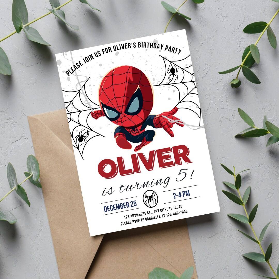 Editable Spiderman Birthday Invitation - Il 1080xN.5603734319 Omyy 