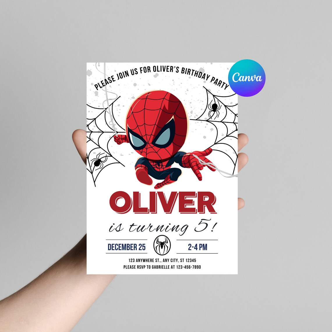 Editable Spiderman Birthday Invitation Template Printable Spider-man ...