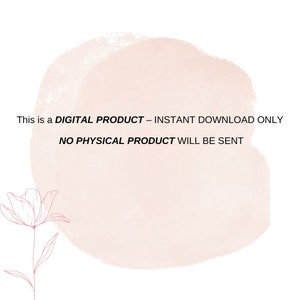 Puede incluir: Un anuncio de producto digital con un fondo de acuarela rosa y el texto "Este es un PRODUCTO DIGITAL - DESCARGA INSTANT&Aacute;NEA SOLO NO SE ENVIAR&Aacute; NING&Uacute;N PRODUCTO F&Iacute;SICO".