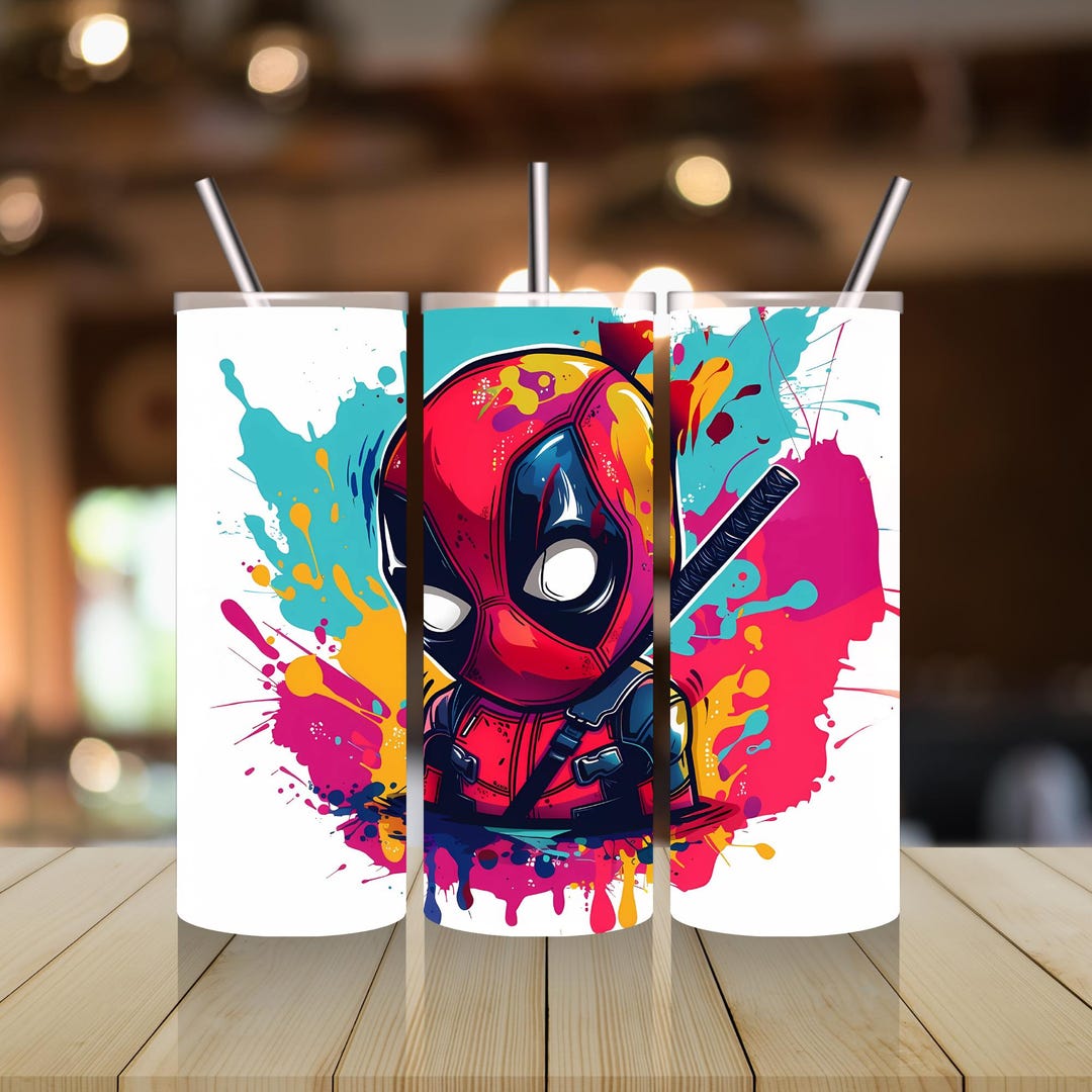 Deadpool PNG Tumbler Wrap | 20oz Skinny Sublimation Design | Superhero ...