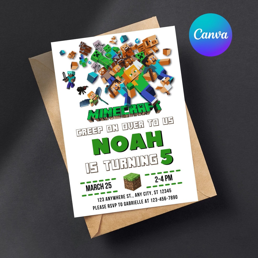 Minecraft Birthday Invitation Template Editable Minecrafter Birthday Minecraft Birthday Invitation Template Editable Minecrafter Birthday