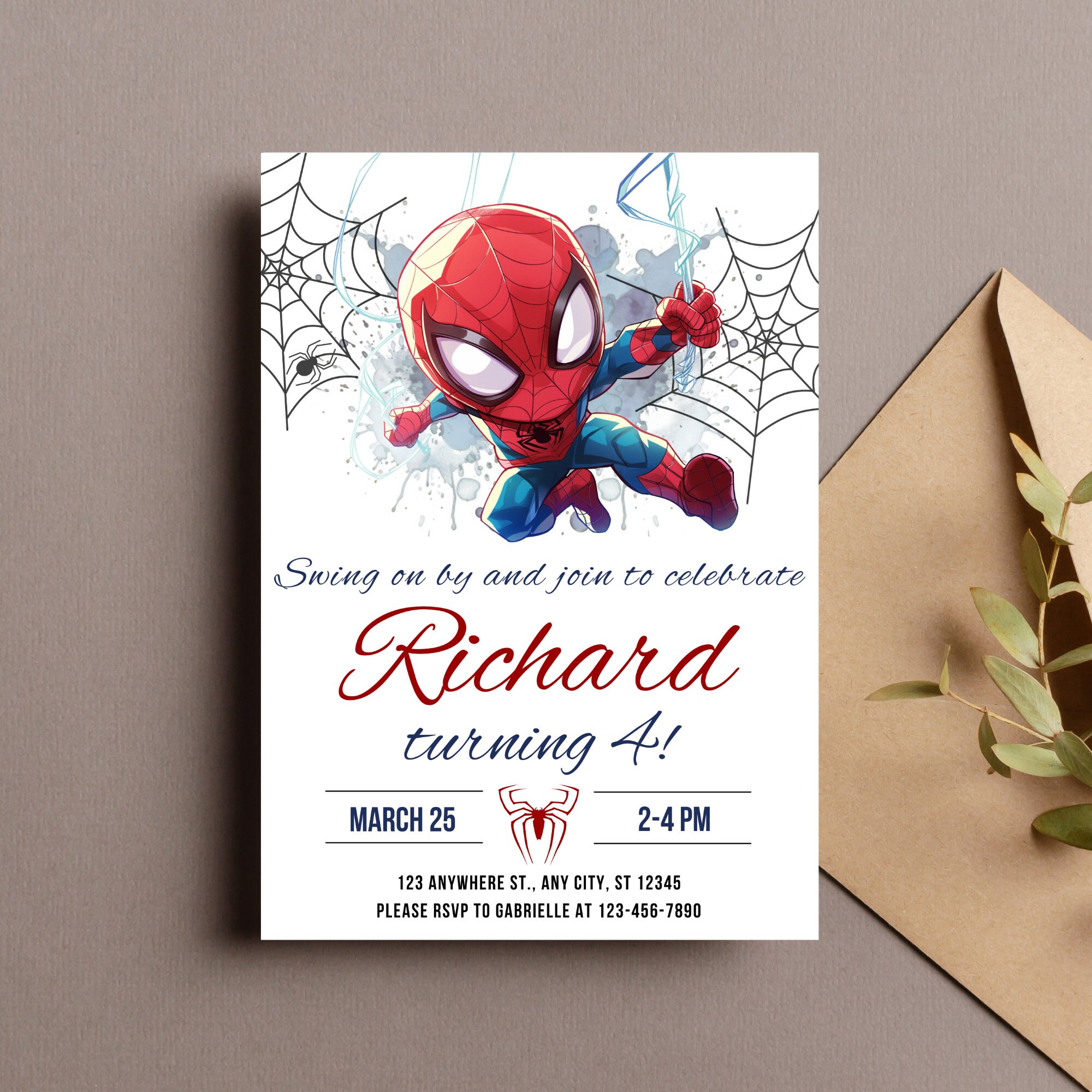 Editable Spiderman Birthday Invitation Template Printable Spider-man ...