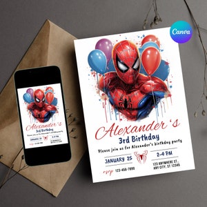 Editable Spiderman Birthday Invitation Template Instant Download ...