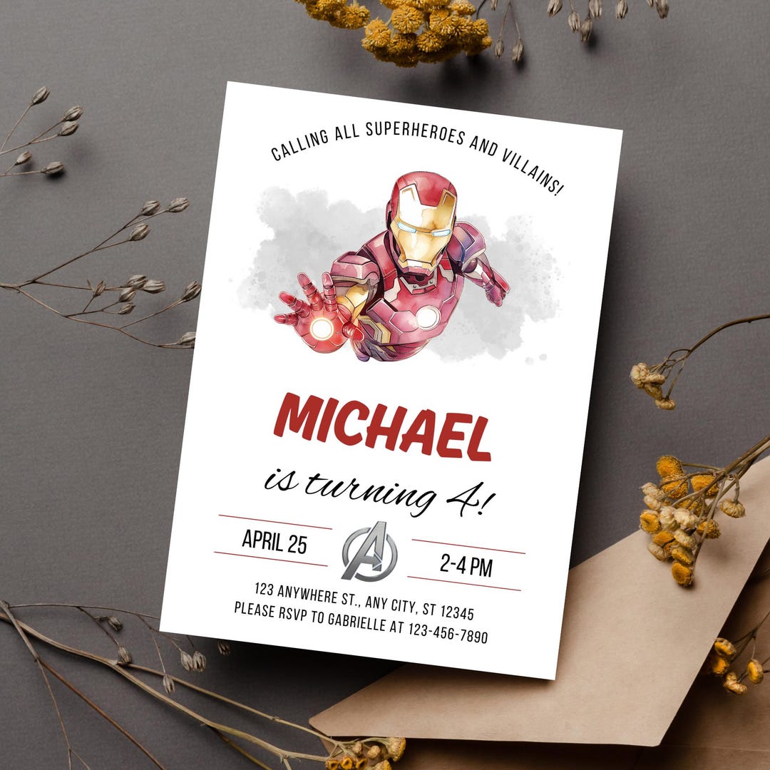 Iron Man Birthday Invitation Template - Printable Ironman Birthday ...