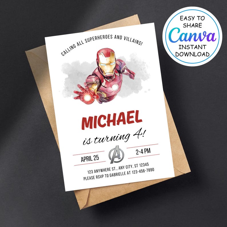 Iron Man Birthday Invitation Template - Printable Ironman Birthday ...