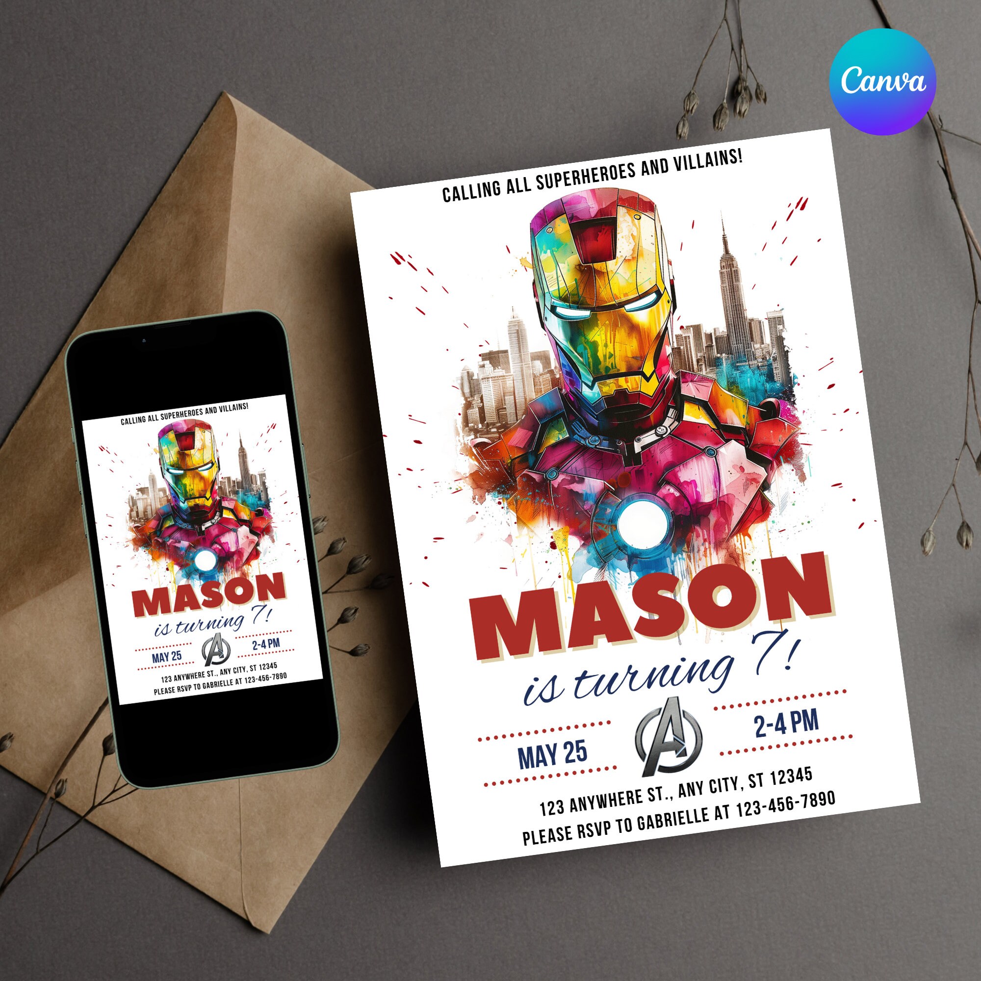 Editable Iron Man Birthday Invitation Template - Printable Ironman ...
