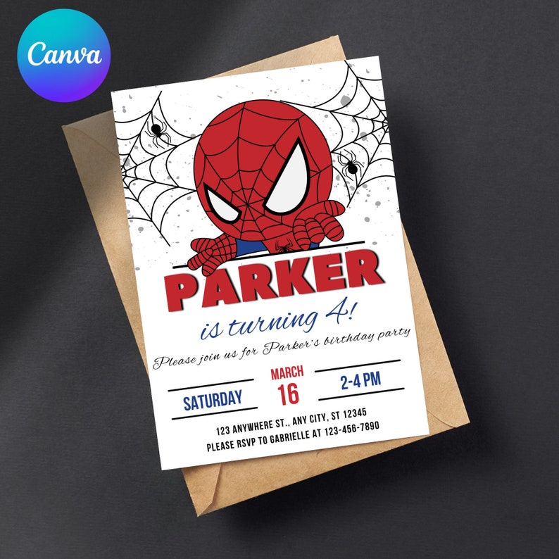 Editable Spiderman Birthday Invitation Template Instant Download ...