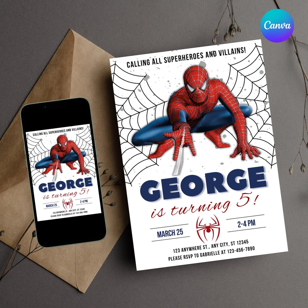 Editable Spiderman Birthday Invitation Template Instant Download ...