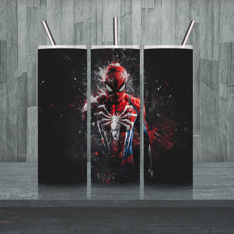 Descarga instantánea digital para envoltorio de vaso de Spiderman - Diseño digital PNG de Spider-Man - Vaso de sublimación de 20 oz imagen 3