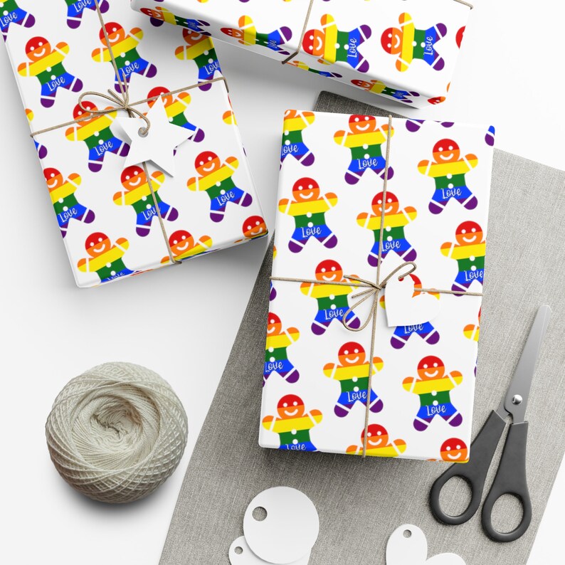 Gingerbread Man LGBT Wrapping Paper, Pride Christmas Gift Wrap Papers ...