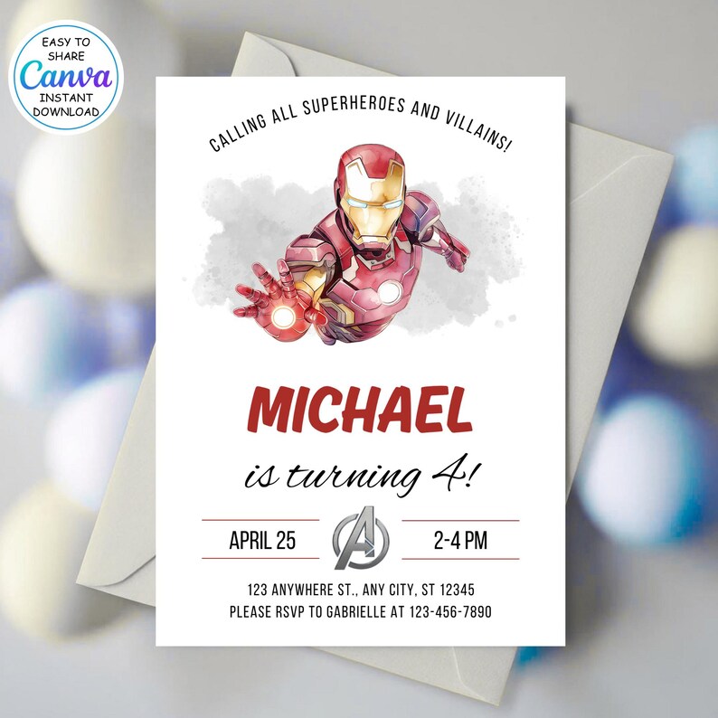 Iron Man Birthday Invitation Template - Printable Ironman Birthday ...