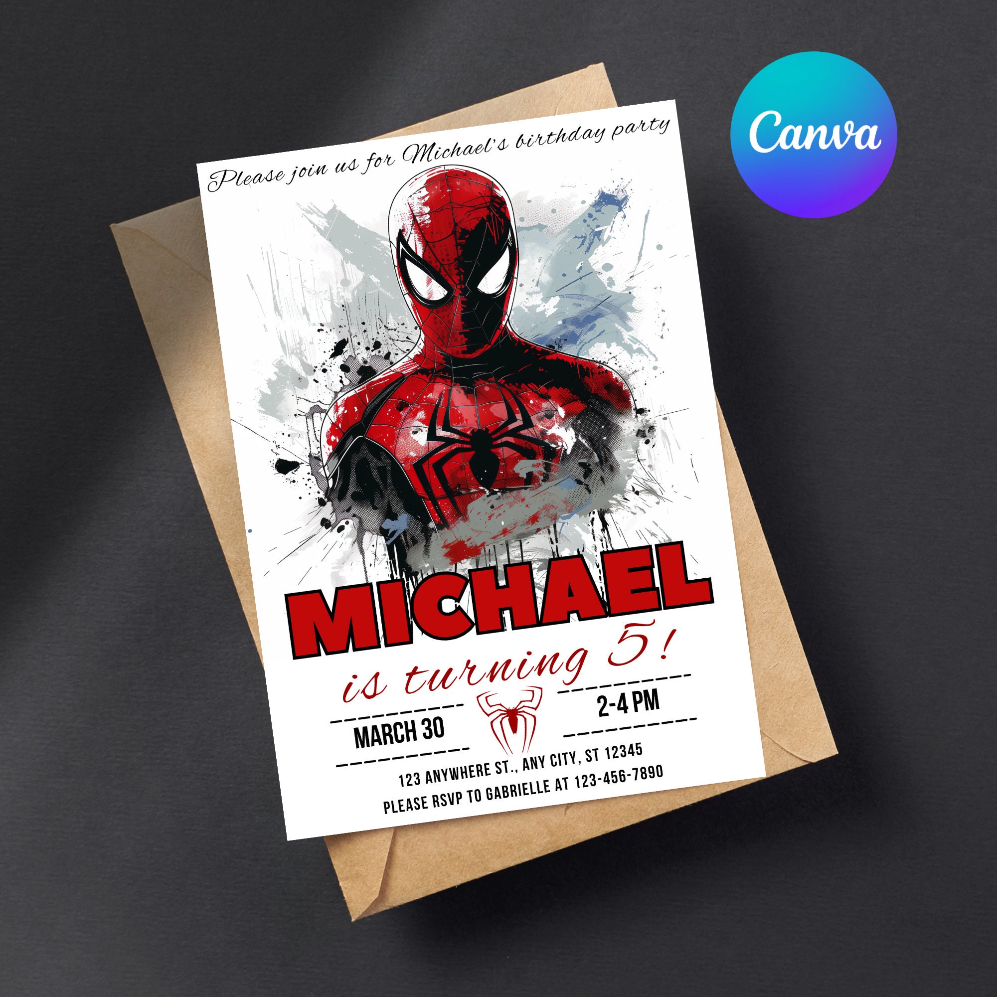 Spiderman Birthday Invitation Template Instant Download Editable Spider
