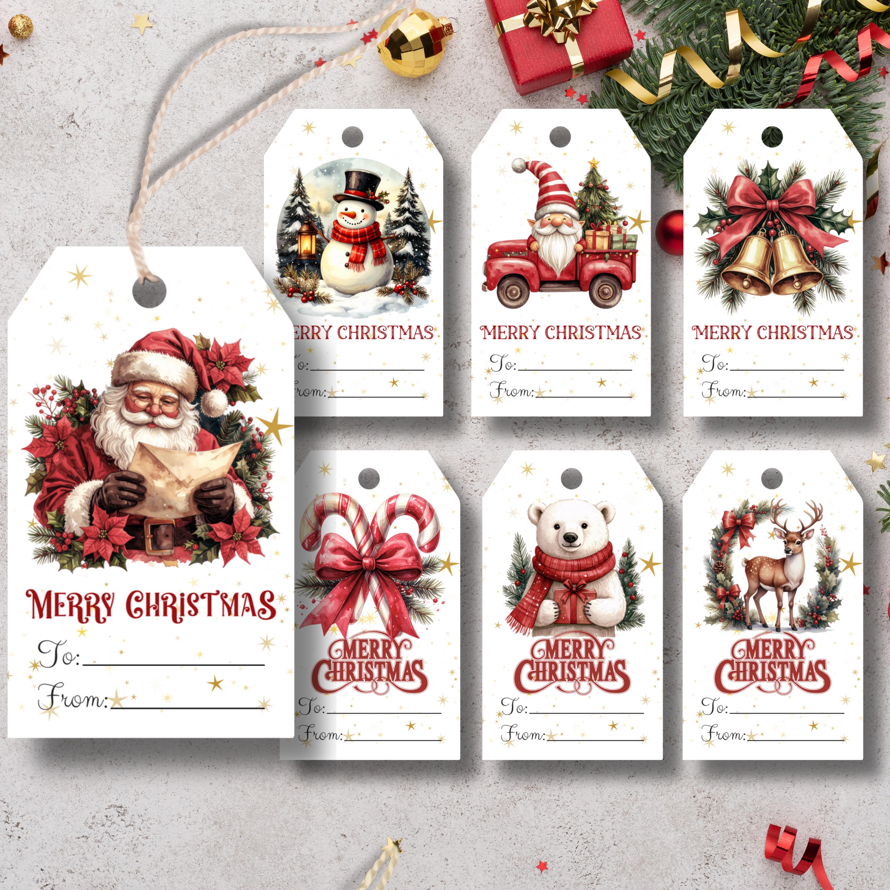 Christmas Gift Tags Bundle Printable – Holiday Favor Labels – Merry ...
