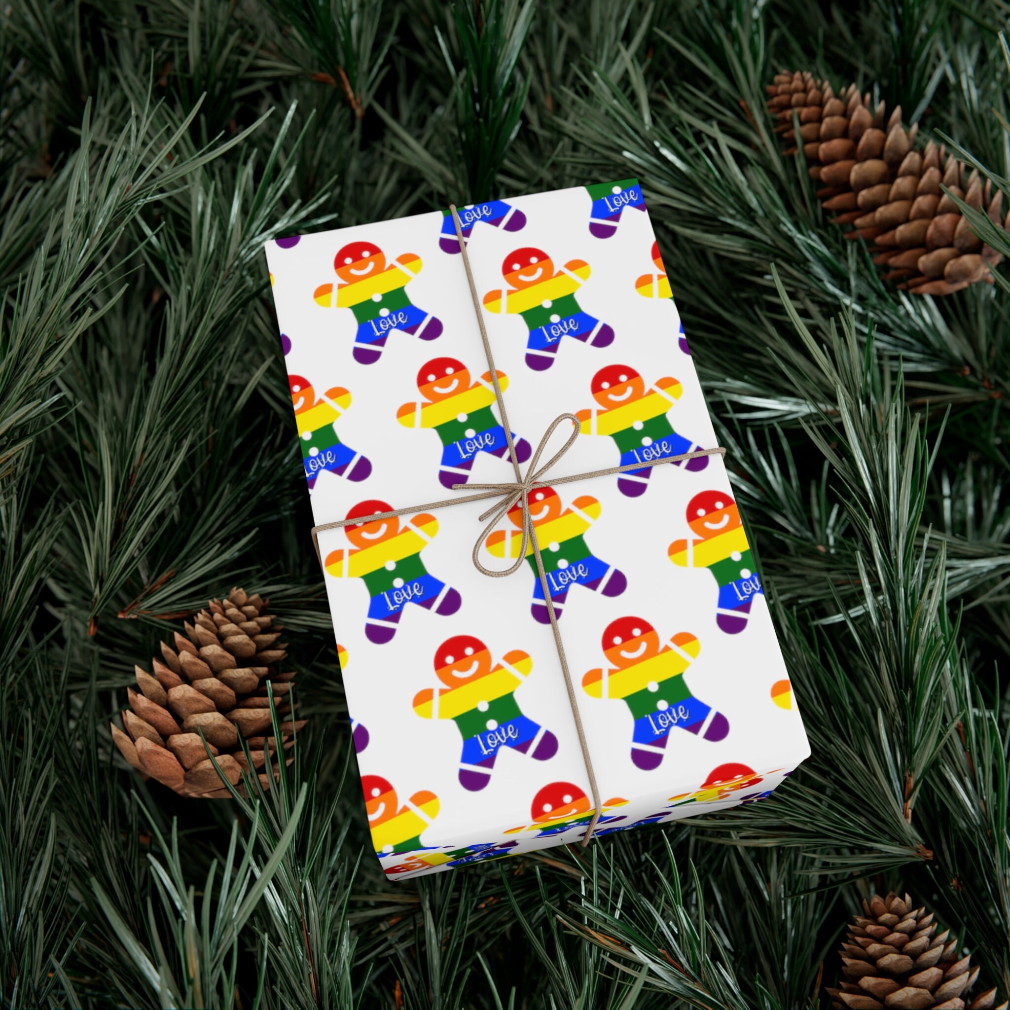 Gingerbread Man LGBT Wrapping Paper, Pride Christmas Gift Wrap Papers ...