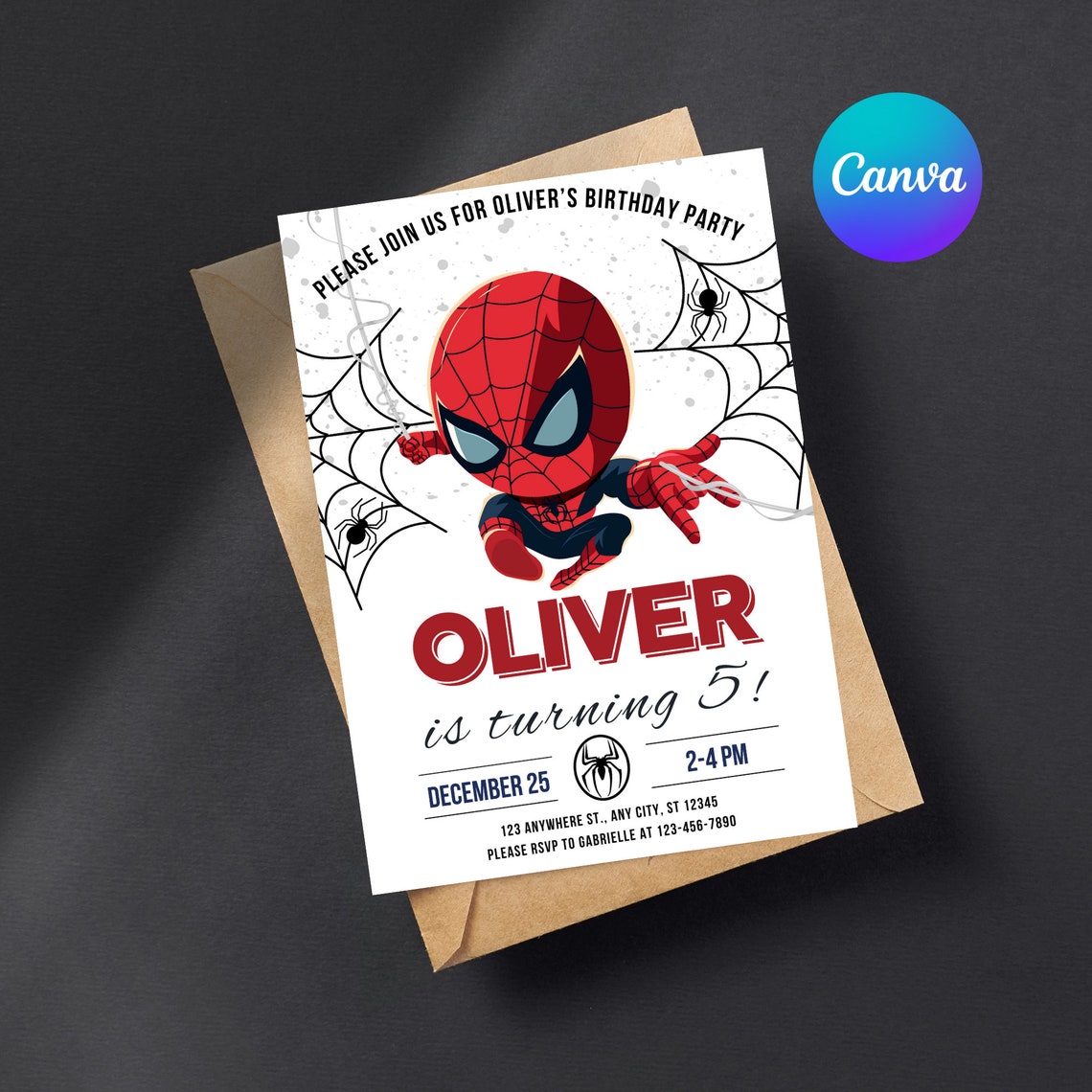 Editable Spiderman Birthday Invitation Template Printable Spider-man ...
