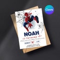 Spiderman Birthday Invitation Template Instant Download - Printable Spider-man Birthday Party Invite - Editable Boy Party Invite Card product logo
