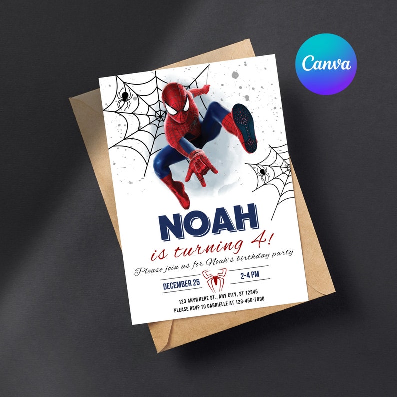 Spiderman Birthday Invitation Template Instant Download Etsy Australia