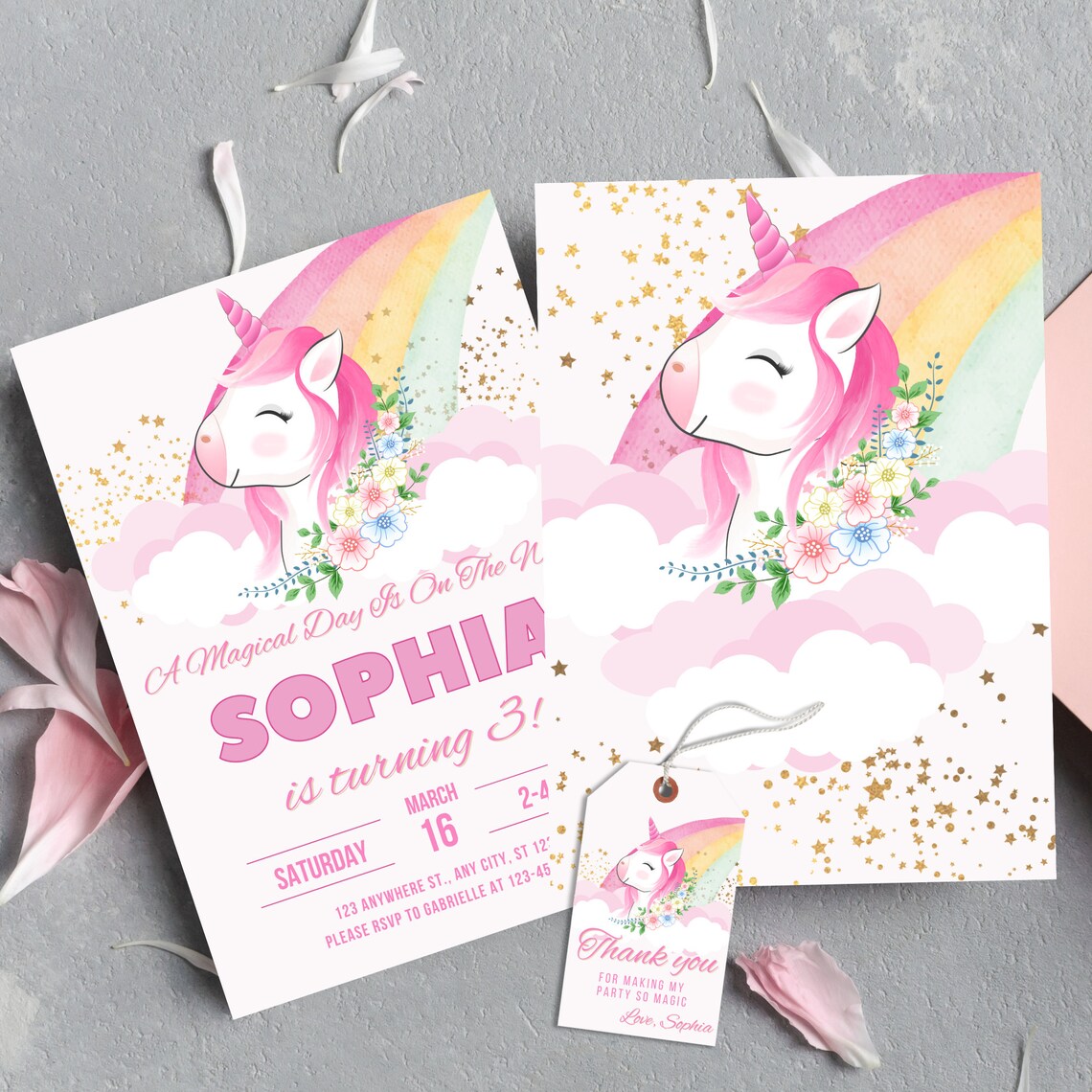 Magical Unicorn Birthday Invitation Template, Editable Unicorn Party ...