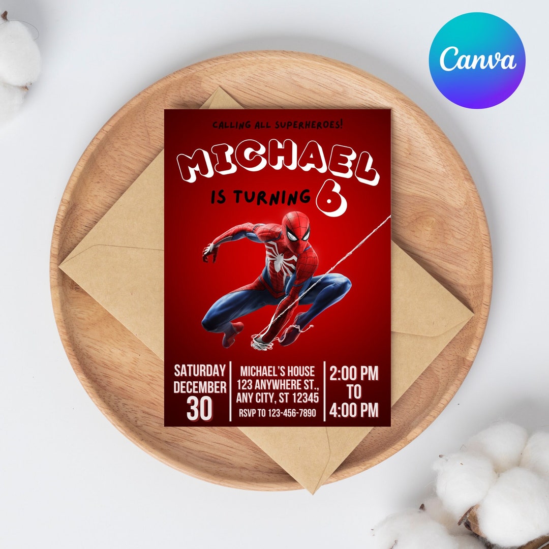 Spiderman Birthday Invitation Template Printable Birthday - Etsy