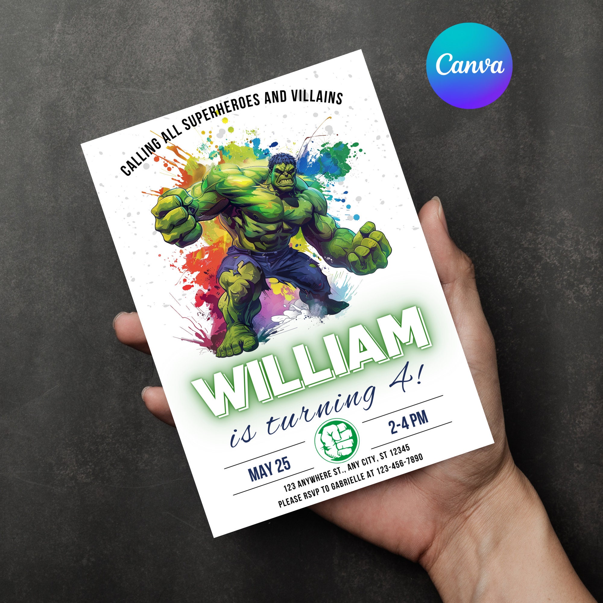 Hulk Birthday Invitation Template Instant Download Printable Hulk