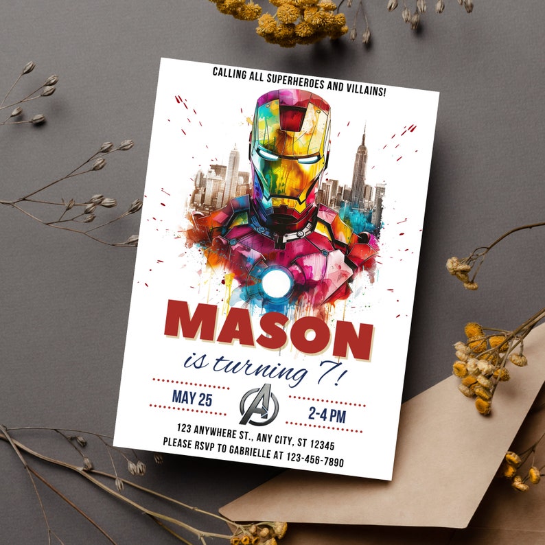 Editable Iron Man Birthday Invitation Template - Printable Ironman ...