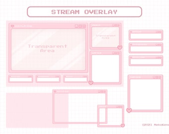 Stream Overlay Package for Twitch, Cute Windows Theme Overlay, Aesthetic Pink Color, Kawaii Twitch Overlay Package