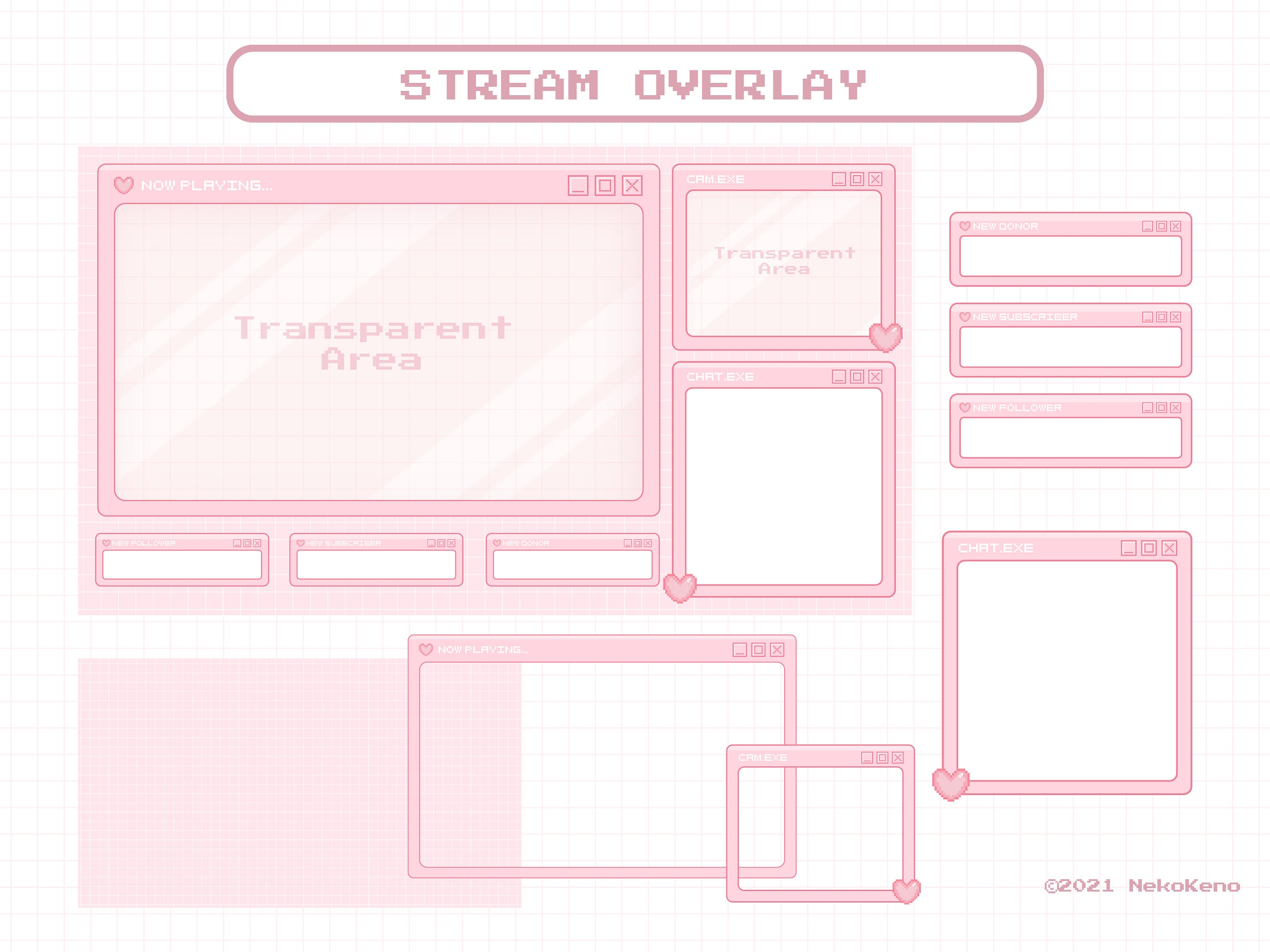 Cute Kawaii Overlay Screen - Pink