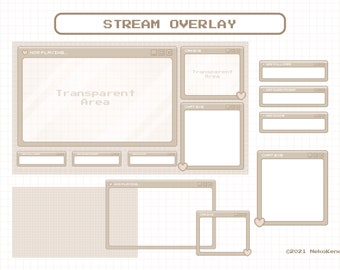 Stream Overlay Package for Twitch, Cozy Brown Beige, Cute Windows Theme Overlay, Aesthetic Brown Color, Kawaii Twitch Overlay Package