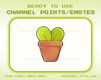 Plant Twitch Channel Points, Leaf Plant Emote Streamer Graphics, Kawaii Cute Emotes