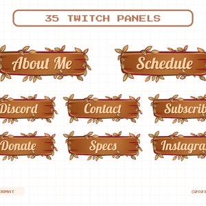 35 Wooden Leaf Twitch Panels, Wood Leaves Plant Kawaii Cute Stream Panel