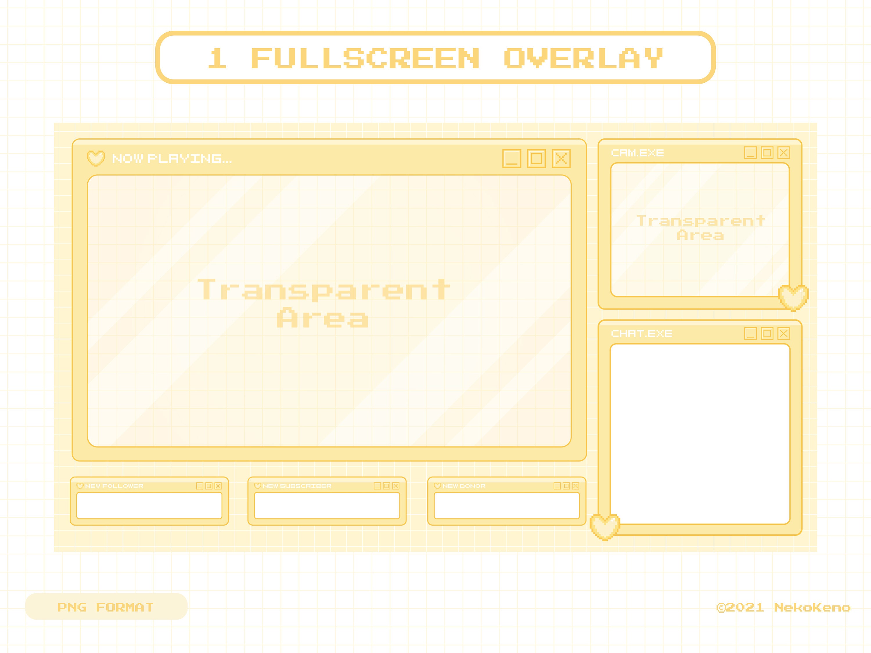 Overlay Ranter Stream Overlay Package for Twitch, Cute Yellow Windows Theme Overlay ...