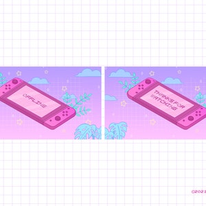 5 Animated Lofi Stream Screens for Twitch, Aesthetic Lofi, Chill Screen, Starting Soon, Be Right Back, Stream Ending Scene, Pink Purple Blue image 3