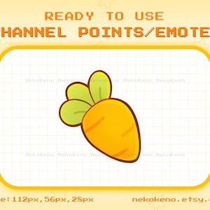 Carrot Twitch Channel Points, Carrot Emote Streamer Graphics, Kawaii Cute Emotes