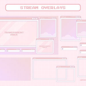 Stream Overlay Package for Twitch, Cute Pastel Pink Windows Theme Overlay, Kawaii Twitch Overlay Package, Aesthetic Pastel Purple Color
