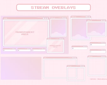 Stream Overlay Package for Twitch, Cute Pastel Pink Windows Theme Overlay, Kawaii Twitch Overlay Package, Aesthetic Pastel Purple Color