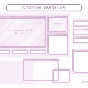 Stream Overlay Package for Twitch, Cute Windows Theme Overlay, Aesthetic Purple Color, Kawaii Twitch Overlay Package